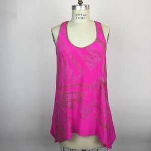 Heather | Silk Beaded Pink Racerback
